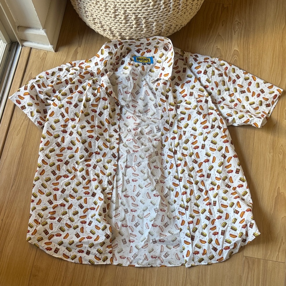 Bush’s hotdog printed button down